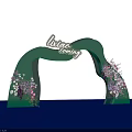 Green Event Gateway Arch With Purple Pink Floral Decorations And Lixiao Coming Lettering