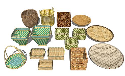 Modern Storage Basket Bamboo Basket 3d model