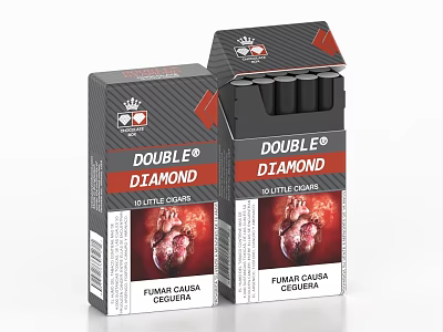 Double Diamond 10 Filter Cigars Boxes With Crown Logo And Warning Label 3d model