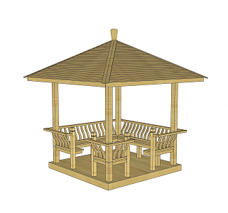 Chinese Style Pavilion Wooden Pavilion 3d model