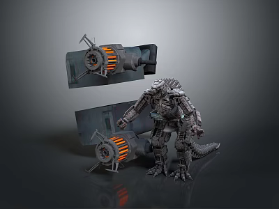 Mecha Godzilla Game Movie Character With Mechanical Design And Glowing Details 3d model