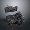 Mecha Godzilla Game Movie Character With Mechanical Design And Glowing Details