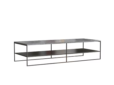 Modern Entryway Console Table With Metal Frame And Two Tier Wooden Shelves 3d model