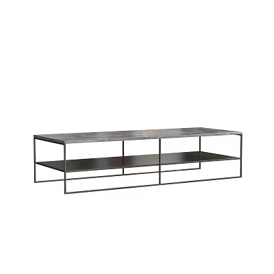 Modern Entryway Console Table With Metal Frame And Two Tier Wooden Shelves 3d model