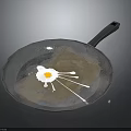 Metal Frying Pan With Freshly Fried Egg And Splatters For Kitchen Cooking