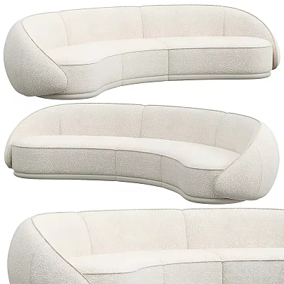 Modern Beige Sectional Sofa With Curved Design And Plush Comfortable Seating 3d model