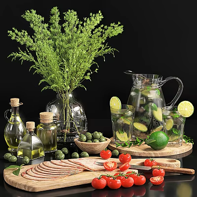 Modern Food Kitchen Supplies Drinks Drinks 3d model Modern Food Kitchen Supplies Drinks Drinks 3d model