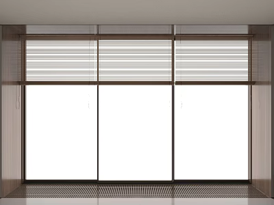Modern Minimalist Venetian Blind Curtains For Window Area With Dark Frames And Light Grid Floor 3d model