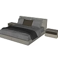 Modern Double Bed Bedroom Furniture With Gray Bedding And White Nightstand