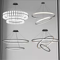 Modern Hanging Chandeliers With Circular And Multi Layer LED Lighting Design For Interior Decor 3d model
