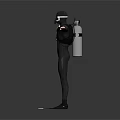 Game Movie Character In Black Diving Suit With Scuba Mask Oxygen Tank And Outstretched Arms 3d model