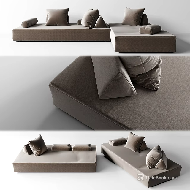 Modern Brown Fabric Sectional Sofa Set With Plush Cushions And Modular Design 3d model