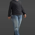 Men In Dark Sweater Blue Jeans Various Poses Checking Watch Looking At Phone Adjusting Hair