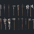 Ancient Medieval Weapons Collection With Axes Hammers Spears Maces And Clubs