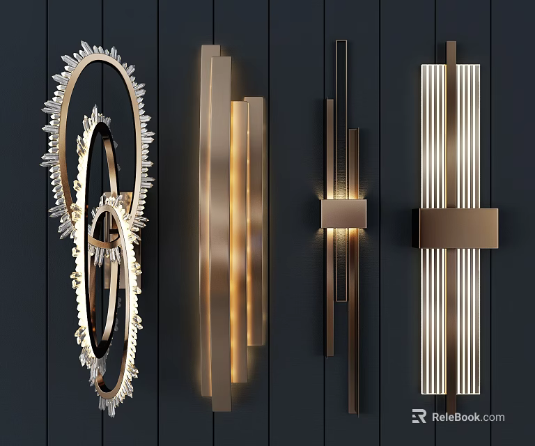 Elegant Modern Wall Lamps With Crystal Metal Accents And Warm Glow For Interior Decor 3d model 