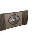 Traditional Entrance Gate With Circular Pattern Grid Texture And Symmetrical Dark Frame Design 3d model