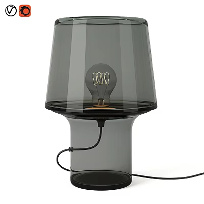 Minimalist Modern Table Lamp With Dark Transparent Glass Shade And Visible Filament Bulb 3d model