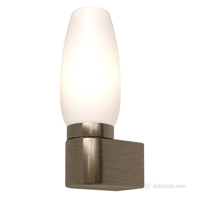 Modern Wall Sconce With White Glass Shade And Brushed Metal Base For Interior Lighting 3d model 