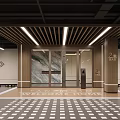 Premium Modern Underground Parking Lot With Elegant Residential Entrance Lobby And Clear Navigation Signs