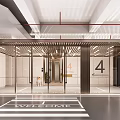 Modern Parking Garage Entrance Featuring Glass Doors Digital Number 4 And Welcome Floor Sign