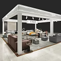 Modern White Frame Furniture Exhibition Booth With Sofa Coffee Table And Top LOGO