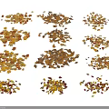 Garden Decorative Scattered Autumn Leaves In Yellow Orange Red Tones And Various Shapes