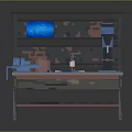 Functional Workbench Setup With Tools Equipment Screen And Parts On Countertop