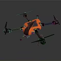Orange Black Quadruple Rotor Drone For Space Exploration Aerial Missions