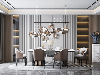 Light Luxury Dining Table and Chair Combination 3d model