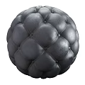 Black Leather Tufted Sphere Component With Diamond Pattern And Buttons 3d model