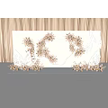 Elegant Wedding Backdrop With Pink Floral Decorations Logo Center And White Leaf Accents