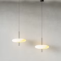 Modern Minimalist Interior With Two Round White Pendant Lights Hanging From Gray Ceiling 3d model