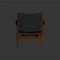 Stylish Single Chair With Gray Fabric Seat Wooden Armrests And Button Tufted Backrest