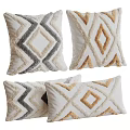 Textured Throw Pillows With Diamond Patterns In Gray Beige And Brown Tones