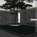 Modern Entrance Gate of Haitang Yuan Residential Complex With Marble Walls And Water Feature