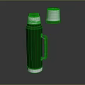 Green Vacuum Flask With Silver Lid Base Handle And Open Top For Daily Use Appliance