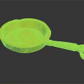 Silver Frying Pan With Wooden Handle And Golden End For Kitchen Use