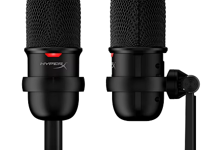 HyperX Dual Black Microphones With Stand Professional Audio Design 3d model
