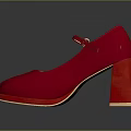 Red Patent Leather Mary Jane Heels With Block Heel And Ankle Strap