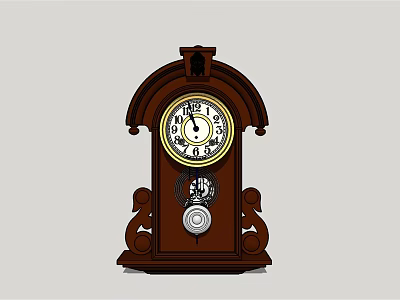 Traditional Wooden Mantel Clock With Classic Dial Ornate Carvings And Decorative Pendulum 3d model