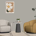 Cream Style Negotiation Table and Chair Leisure Sofa Single Person Sofa Side Corner 3d model