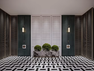 Hotel Hall Sales Office Screen Partition New Oriental Screen 3d model