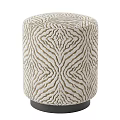 Two Decorative Patterned Ottomans With Cream Gold Stripes And Black Bases 3d model