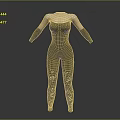 Fashionable Tight Fitting Bodysuit With Sheer Mesh Sleeves And Decorative Leg Patterns