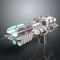 Futuristic Spaceship Model with Sci Fi Design Blue Glowing Elements and Complex Structure
