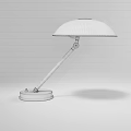 Sleek Silver Metallic Desk Lamp With Adjustable Arm And Round Lampshade