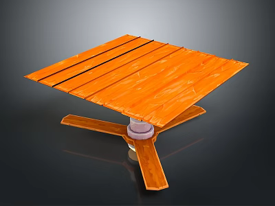Modern Orange Square Computer Desk Featuring Wooden Texture And Sturdy Stand 3d model