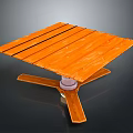Modern Orange Square Computer Desk Featuring Wooden Texture And Sturdy Stand