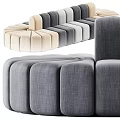 Modular Sectional Sofa With Round Armrest And Multi Color Upholstery 3d model