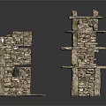 Rustic Stone Building Structure Featuring Multi Tiered Shelves And Hanging Bell